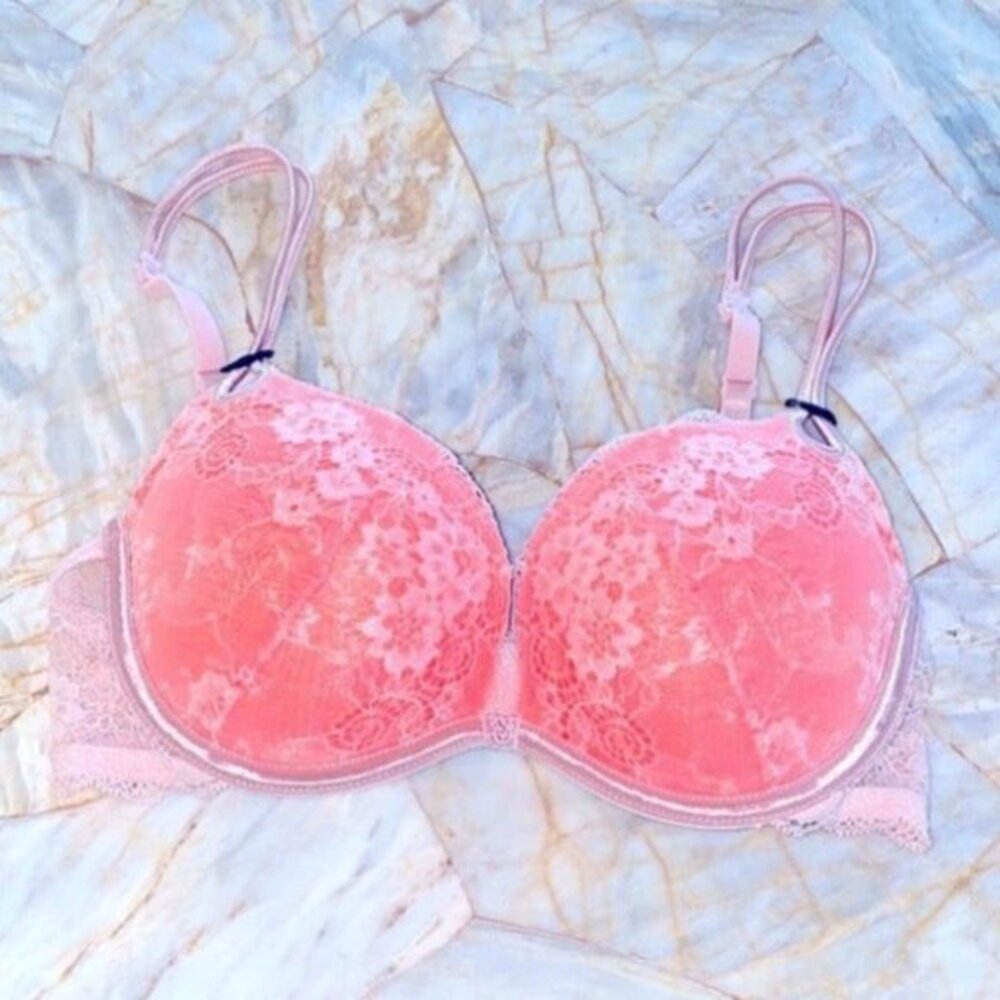 Victoria's Secret Sexy little things push-up orange‎ Pink floral 34A Bra